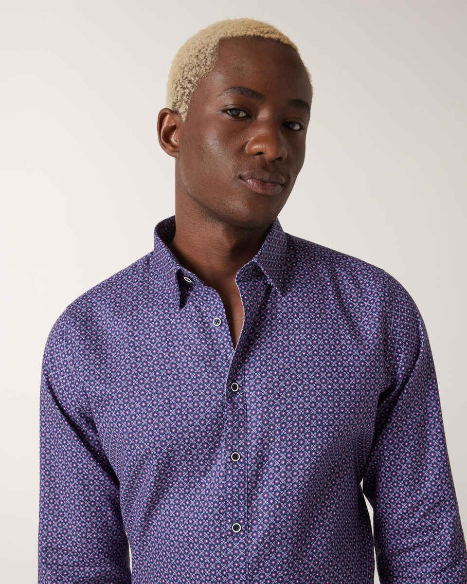 Geo Print Dress Shirt, Navy, hi-res